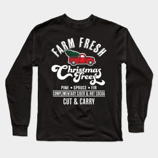 Farm Fresh Christmas Trees - Red Truck Christmas Tree Xmas Long Sleeve T-Shirt